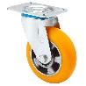 RUEDA GIRATORA PLACA 10ZV125-AUAB ALUMINIO-POLIUR.NARANJA EJE BOLAS BALONA