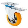 RUEDA GIRATORA PLACA FR.10ZVFD125-AUAB ALUMINIO-POLIUR.NARANJA BOLAS BALONA