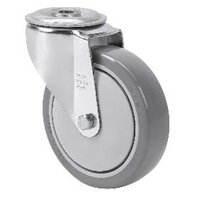 RUEDA GIRATORA AGUJERO M12 20ZVL125CP-PGAISB GOMA GRIS EJE BOLAS