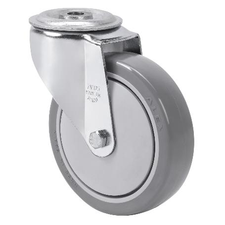 RUEDA GIRATORA AGUJERO M12 20ZVL125CP-PGAISB GOMA GRIS EJE BOLAS