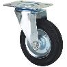 RUEDA GIRATORA PLACA 10ZVL125-BSR METALICO-GOMA NEGRA EJE RODILLOS