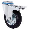 RUEDA GIRATORA AGUJERO M12 FRENO 20ZVLFD125-BSR METALICO-GOMA NEGRA RODILLOS
