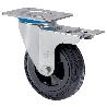 RUEDA GIRATORA PLACA FRENO 10ZVLFD125-PSN POLIAMIX-GOMA NEGRA EJE LISO