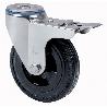 RUEDA GIRATORA AGUJERO M12 FRENO 20ZVLFD125-PSN POLIAMIX-GOMA NEGRA EJE LISO