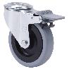 RUEDA GIRATORA AGUJERO M12 FRENO 20ZVLFD125-PGAN POLIAMIX-GOMA GRIS EJE LISO
