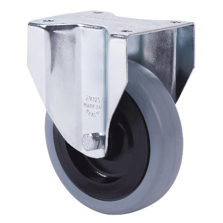 RUEDA FIJA  17ZVL125CP-PGASB POLIAMIX-GOMA GRIS EJE BOLAS