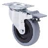 RUEDA GIRATORA PLACA FRENO 10ZVLFD125CP-PGASB POLIAMIX-GOMA GRIS EJE BOLAS