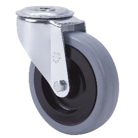 RUEDA GIRATORA AGUJERO M12 20ZVL125CP-PGASB POLIAMIX-GOMA GRIS EJE BOLAS