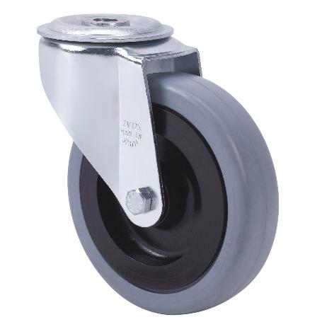 RUEDA GIRATORA AGUJERO M12 20ZVL125CP-PGASB POLIAMIX-GOMA GRIS EJE BOLAS