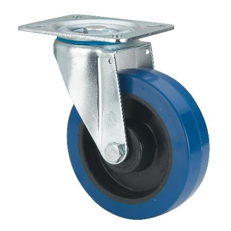 RUEDA GIRATORA PLACA 10ZVL125-PGMR POLIAMIX-GOMA AZUL EJE RODILLOS