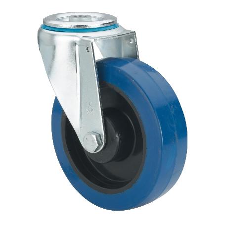 RUEDA GIRATORA AGUJERO M12 20ZVL125-PGMR POLIAMIX-GOMA AZUL EJE RODILLOS