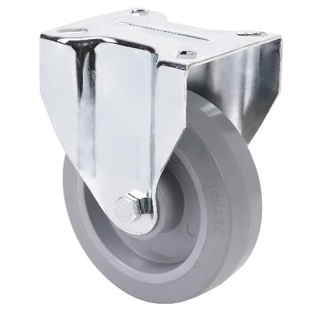 RUEDA FIJA  17ZVL125-PGR GOMA ELASTICA GRIS EJE RODILLOS