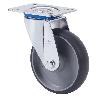 RUEDA GIRATORA PLACA 10ZVL125-PGZN POLIAMIX-GOMA GRIS INYECT.EJE LISO