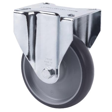 RUEDA FIJA  17ZVL125-PGZN POLIAMIX-GOMA GRIS INYECT.EJE LISO