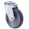 RUEDA GIRATORA AGUJERO M12 20ZVL125-PGZN POLIAMIX-GOMA GRIS INYECT.EJE LISO