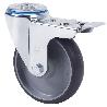 RUEDA GIRATORA AGUJ.M12 FRENO 20ZVLFD125-PGZR POLIAMIX-GOMA GRIS INYECT.RODIL
