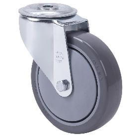 RUEDA GIRATORA AGUJERO M12 20ZVL125CP-PUISB POLIP.-POLIUR.GRIS EJE BOLAS