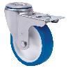 RUEDA GIRATORA AGUJ.M12 FRENO 20ZVLFD125-POA POLIAMIX BLANCO-POLIUR.AZUL LISO