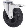 RUEDA GIRATORA AGUJ.M12 FRENO INOX.20ZVLIFD125-PSN POLIAMIX-GOMA NEGRA LISO