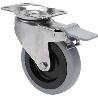 RUEDA GIRATORA PLACA FRENO INOX.10ZVLIFD125-PGAN POLIAMIX-GOMA GRIS EJE LISO