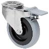 RUEDA GIRATORA AGUJ.M12 FRENO INOX.20ZVLIFD125-PGAN POLIAMIX-GOMA GRIS LISO