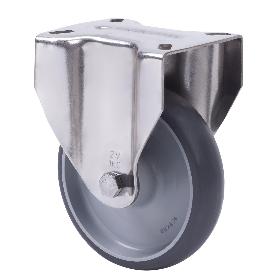 RUEDA FIJA  INOX.17ZVLI125-PGZN POLIAMIX-GOMA GRIS INYECT.EJE LISO