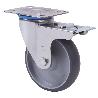 RUEDA GIRATORA PLACA FR.INOX.10ZVLIFD125-PGZR POLIAMIX-GOMA GRIS INYECT.RODIL