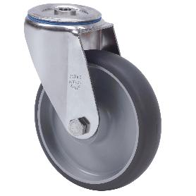 RUEDA GIRATORA AGUJ.M12 INOX.20ZVLI125-PGZR POLIAMIX-GOMA GRIS INYECT.RODILL.