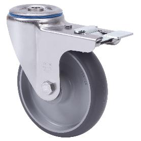 RUEDA GIRATORA AGUJ.M12 FR.INOX.20ZVLIFD125-PGZR POLIAMIX-GOMA GR.INYECT.ROD.