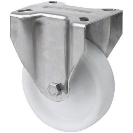 RUEDA FIJA  INOX.17ZVLI125-UT POLIAMIX BLANCO EJE LISO