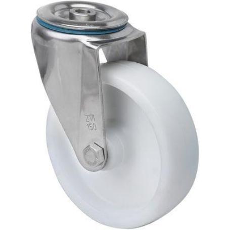 RUEDA GIRATORA AGUJERO M12 INOX.20ZVLI125-UT POLIAMIX BLANCO EJE LISO