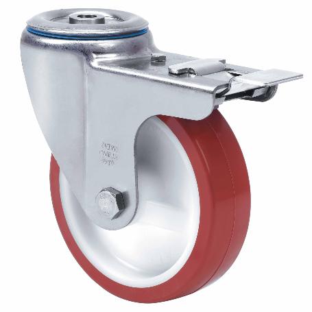 RUEDA GIRATORA AGUJ.M12 FR.INOX.20ZVLIFD125-POL POLIAMIX BL-POLIUR.MARR.LISO