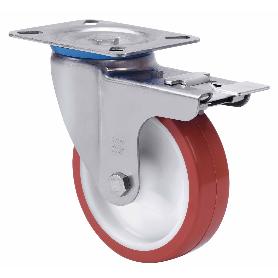RUEDA GIRATORA PLACA FR.INOX.10ZVLIFD125-POLR POLIAMIX BLAN-POLIUR.MARRON ROD