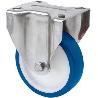 RUEDA FIJA  INOX.17ZVLI125-POA POLIAMIX BLANCO-POLIUR.AZUL EJE LISO