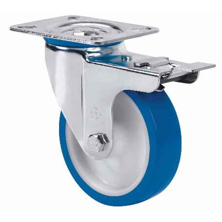 RUEDA GIRATORA PLACA FR.INOX.10ZVLIFD125-POA POLIAMIX BLANCO-POLIUR.AZUL LISO