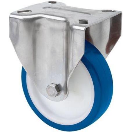 RUEDA FIJA  INOX.17ZVLI125-POAR POLIAMIX BLANCO-POLIUR.AZUL EJE RODILLOS
