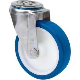 RUEDA GIRATORA AGUJ.M12 INOX.20ZVLI125-POAR POLIAMIX BLANCO-POLIUR.AZUL RODIL