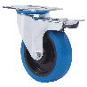 RUEDA GIRATORA PLACA FRENO 10ZVLFD125CP-PGMSB POLIAMIX-GOMA AZUL BOLAS AH NEG