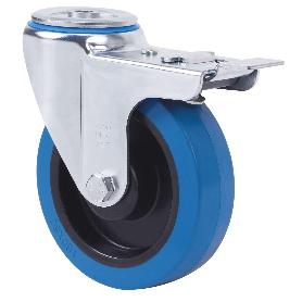 RUEDA GIRATORA AGUJ.M12 FR.20ZVLFD125CP-PGMSB POLIAMIX-GOMA AZUL BOLAS AH NEG