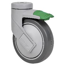 RUEDA GIRATORA AGUJERO M10 MEC.DIR.21HCMD125CP-PGAISB GOMA GRIS EJE BOLAS