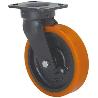 RUEDA GIRATORA PLACA 10GT250-HUB HIERRO-POLIUR.NARANJA EJE BOLAS