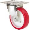 RUEDA GIRATORA PLACA 10-61-125-PO NYLON BLANCO-POLIUR.ROJO EJE LISO