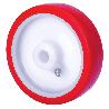 RUEDA PO200-20-60 NUCLEO NYLON BLANCO Y BANDA POLIUR.ROJO EJE LISO