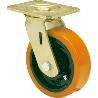 RUEDA GIRATORA PLACA 10SL150-HUB HIERRO-POLIUR.NARANJA EJE BOLAS