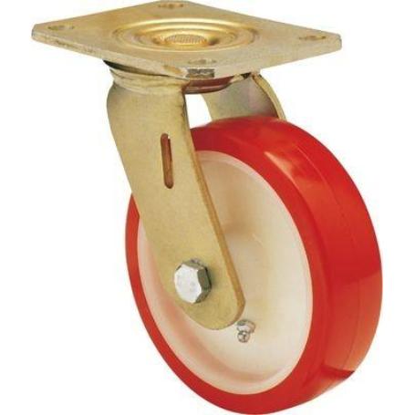 RUEDA GIRATORA PLACA 10SL125-POB NYLON BLANCO-POLIUR.ROJO EJE BOLAS
