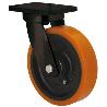 RUEDA GIRATORA PLACA 10HLB300H-HUB HIERRO-POLIUR.NARANJA EJE BOLAS