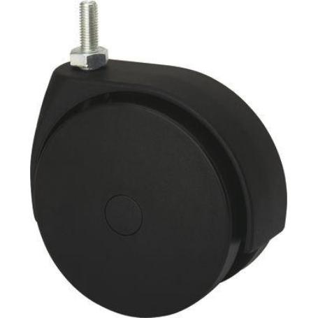 RUEDA GIRATORA ESPIGA ROSCADA M10X25 50DKG80 POLIAMIX NEGRO