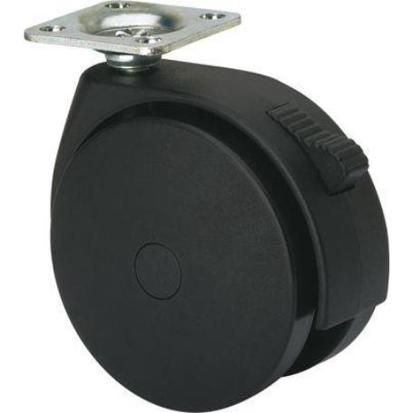 RUEDA GIRATORA PLACA FRENO 10DKGF100 POLIAMIX NEGRO