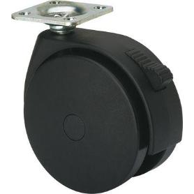 RUEDA GIRATORA PLACA FRENO 10DKGF120 POLIAMIX NEGRO