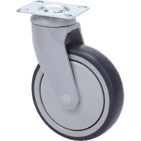RUEDA GIRATORA PLACA NYLON 10AN100-AN POLIUR.GRIS INYECT.EJE BOLAS